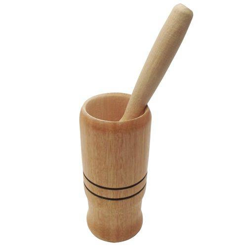 Pilão de Madeira Com Bastão 7 x 12cm 1 UN Stolf