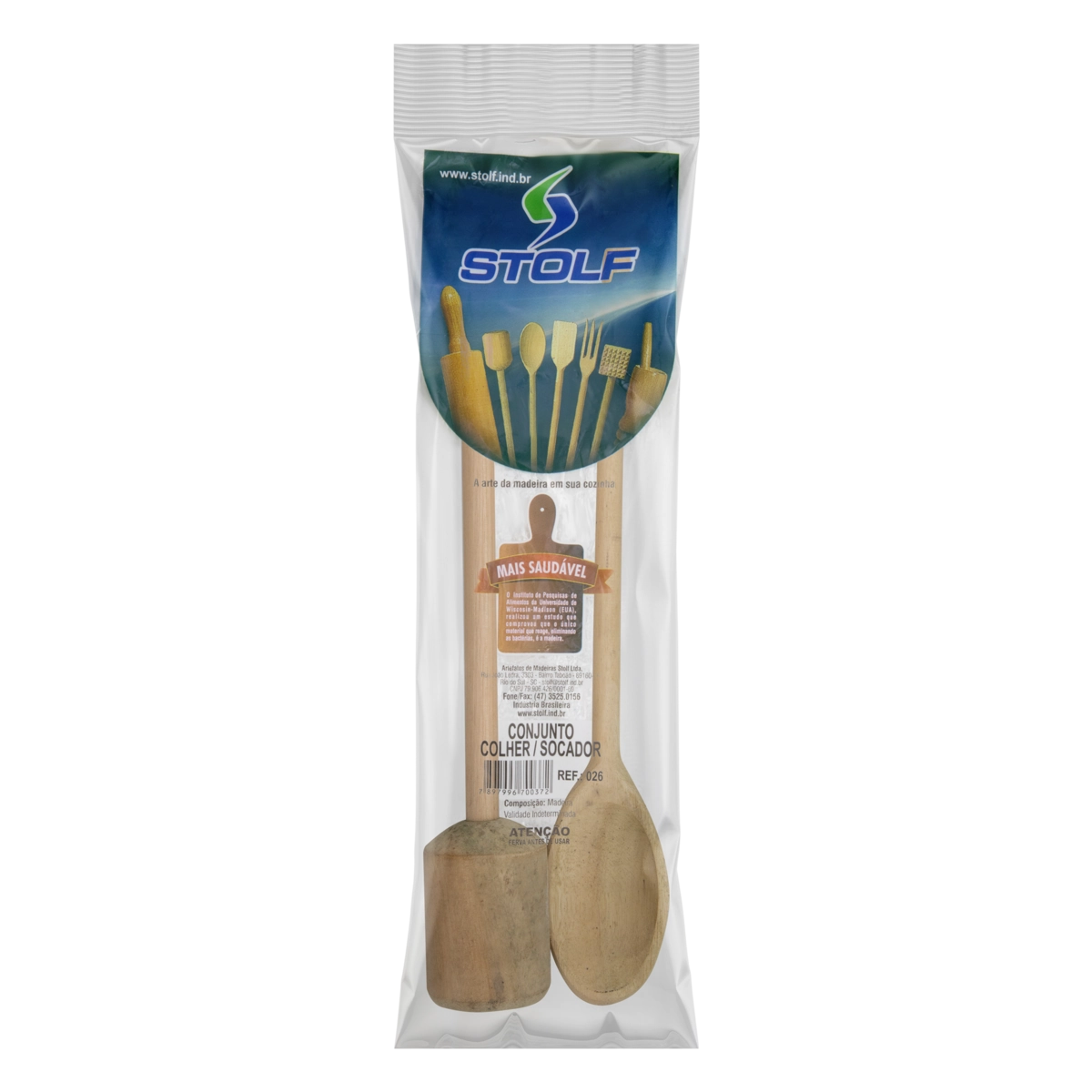 Kit Colher Socador Madeira Stolf