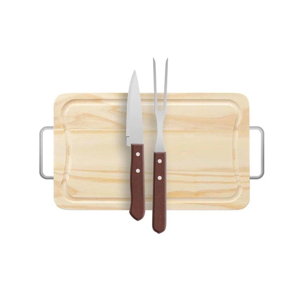 Tabua Pinus C/metal Garfo E Faca 35x21cm