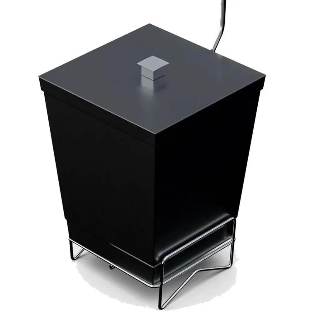Suporte Para Papel Higiênico Com Lixeira De Chão Banheiro Preto