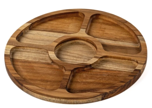 Petisqueira Teca Madeira Redonda 5 Div 30cm 1322 Stolf