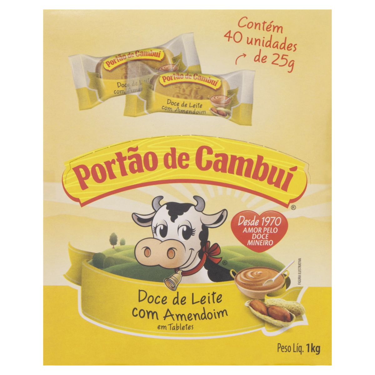 Doce De Leite Tablete Com Amendoim Portão De Cambuí Caixa 1kg 40 Unidades