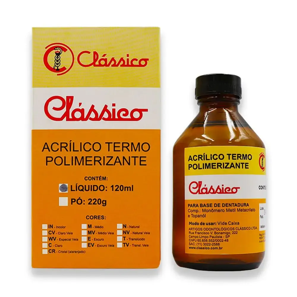 Clássico Líquido Termopolimerizável - Clássico - Clássico Líquido Termopolimerizável 120ml - Clássic