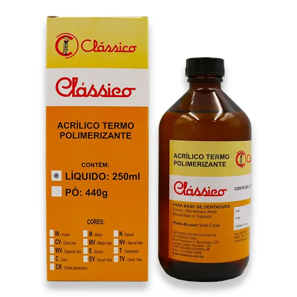 Clássico Líquido Termopolimerizável - Clássico - Clássico Líquido Termopolimerizável 250ml - Clássic