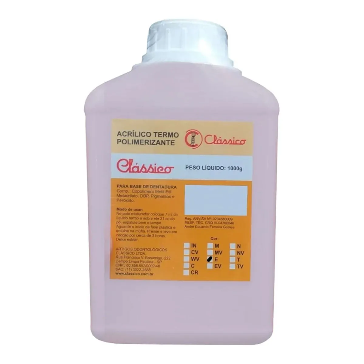 Resina Acrílica Clássico Termopolimerizavel Escuro 1kg - Clássico