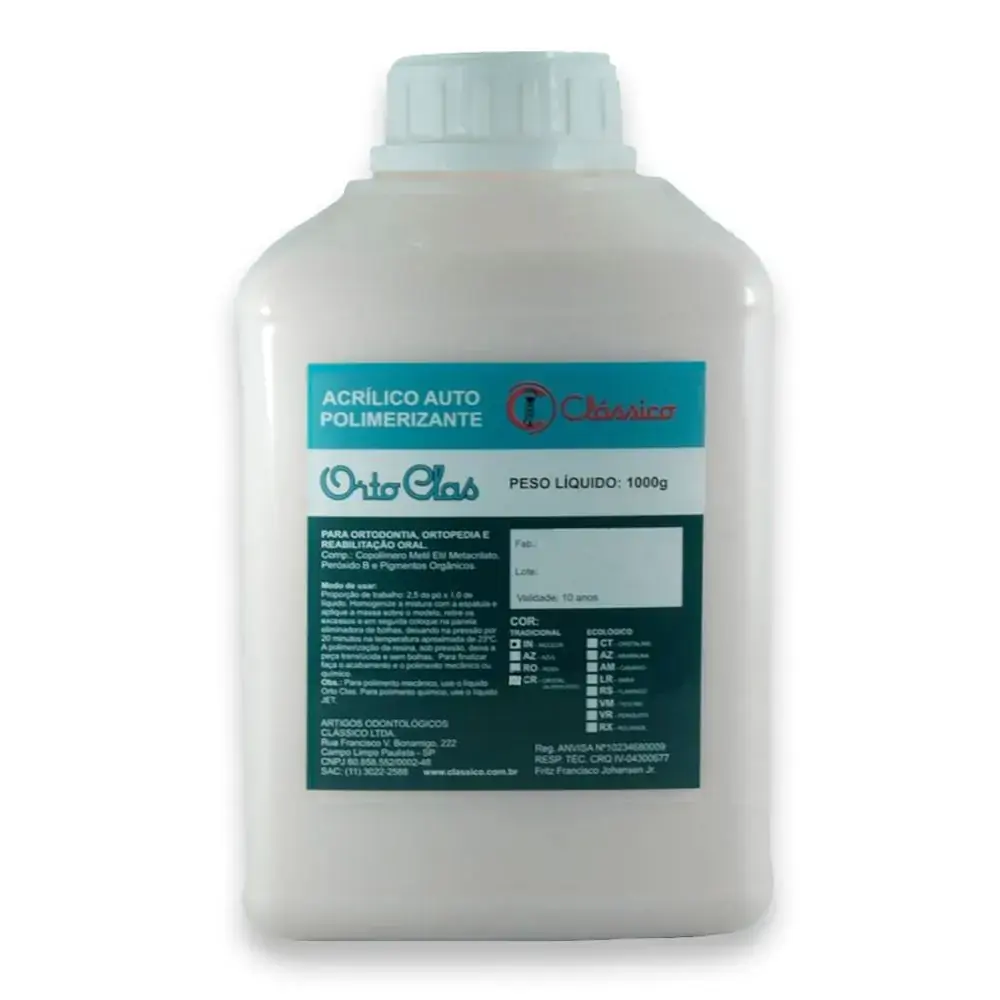 Orto Clas Pó Autopolimerizável - Clássico - Orto Clas Pó Autopolimerizável 1Kg Incolor - Clássico