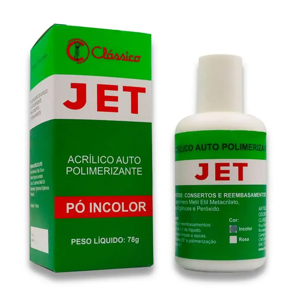 Jet Pó Autopolimerizável Incolor - Clássico - Jet Pó Autopolimerizável Incolor 78g - Clássico
