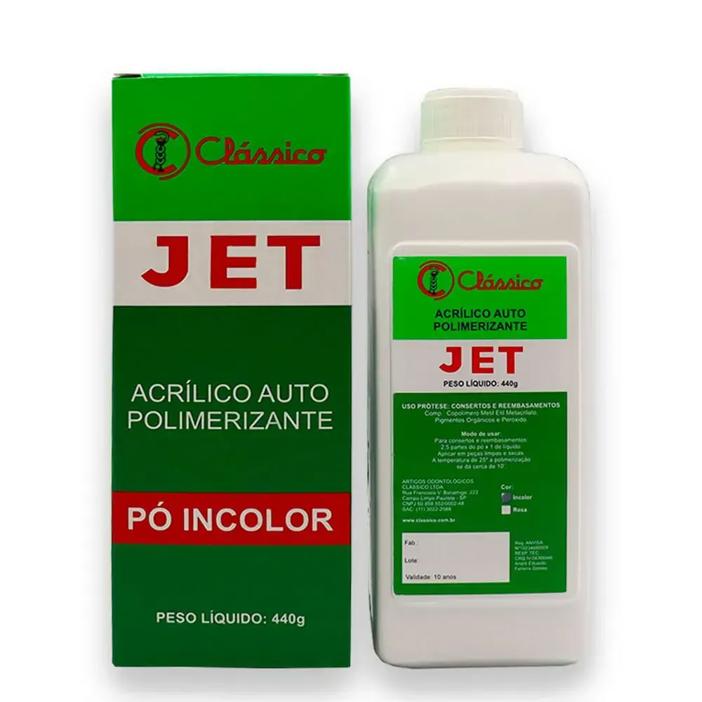 Jet Pó Autopolimerizável Incolor - Clássico - Jet Pó Autopolimerizável Incolor 440g - Clássico