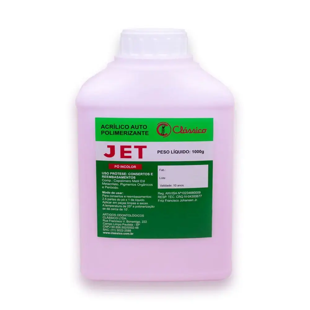 Jet Pó Autopolimerizável 1Kg - Clássico - Jet Pó Autopolimerizável Rosa 1Kg - Clássico