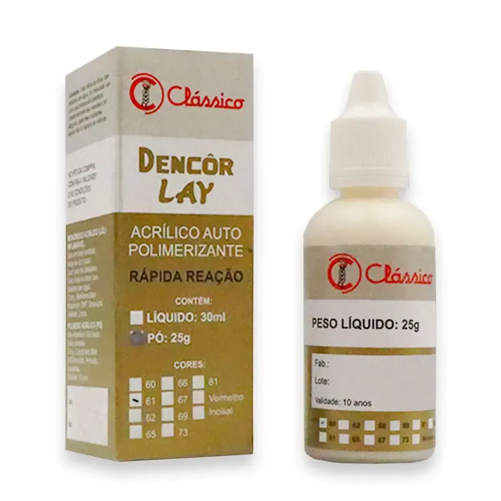 Resina Acrilica Dencor Lay Pó 25g - Classico - Resina Acrilica Dencor Lay Autopolimerizavel 61 Po 25