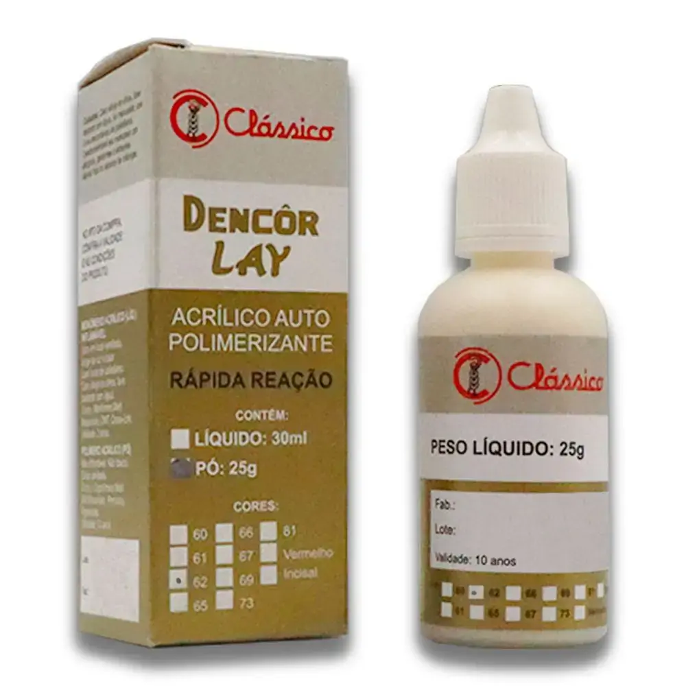 Resina Acrilica Dencor Lay Pó 25g - Classico - Resina Acrilica Dencor Lay Autopolimerizavel 62 Po 25