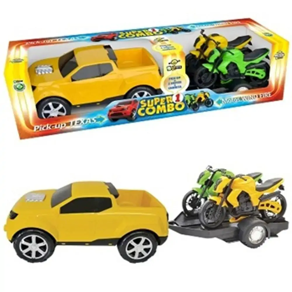 Carro Pick Up Texas C/ 2 Motos Ref.158