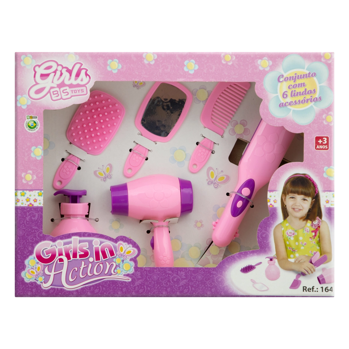 Conjunto Acessórios De Beleza Bs Toys Girls In Action 6 Peças
