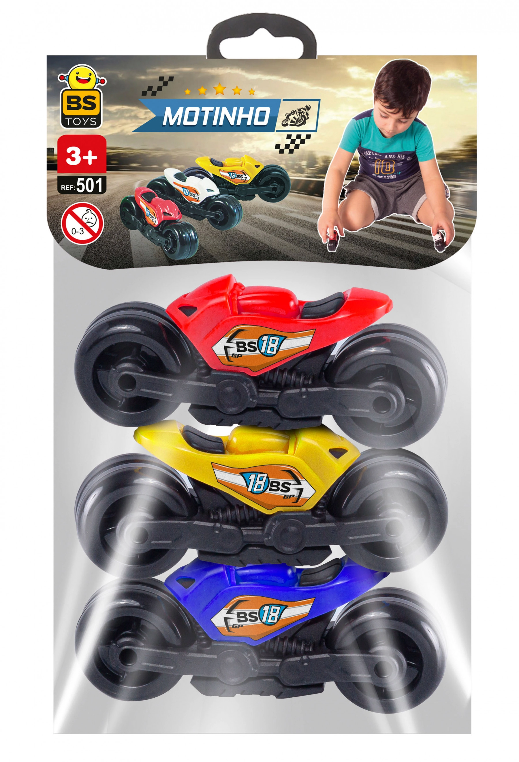 Kit c/ 3 Motinhas Plástico 9cm Motinho Cores Sortidas, Bs Toys 501, +3 Anos - 145088