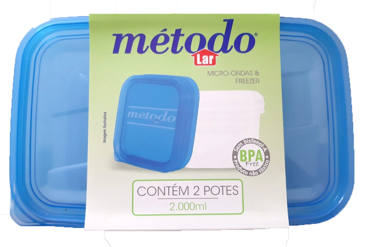 Conj Pote Plastico Metodo 2000ml C/2 Azul/transp