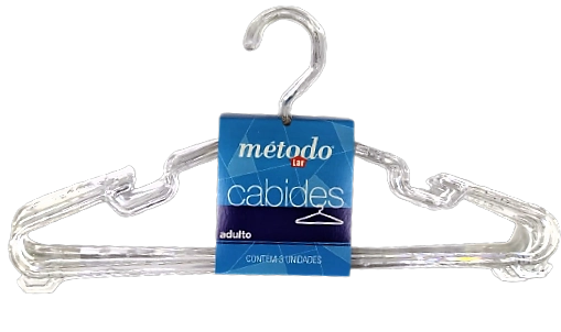 Cabide Metodo Plast Adult Cristal C/3