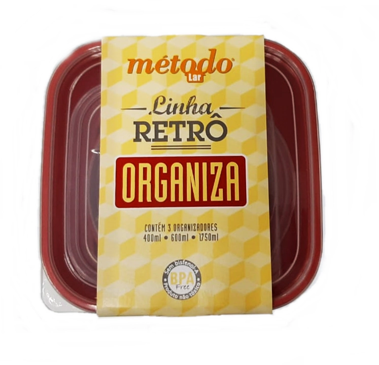 806 Organizador Retro Vermelho 12 Cjtos C/ 3 Unid 400/600/1750 Ml