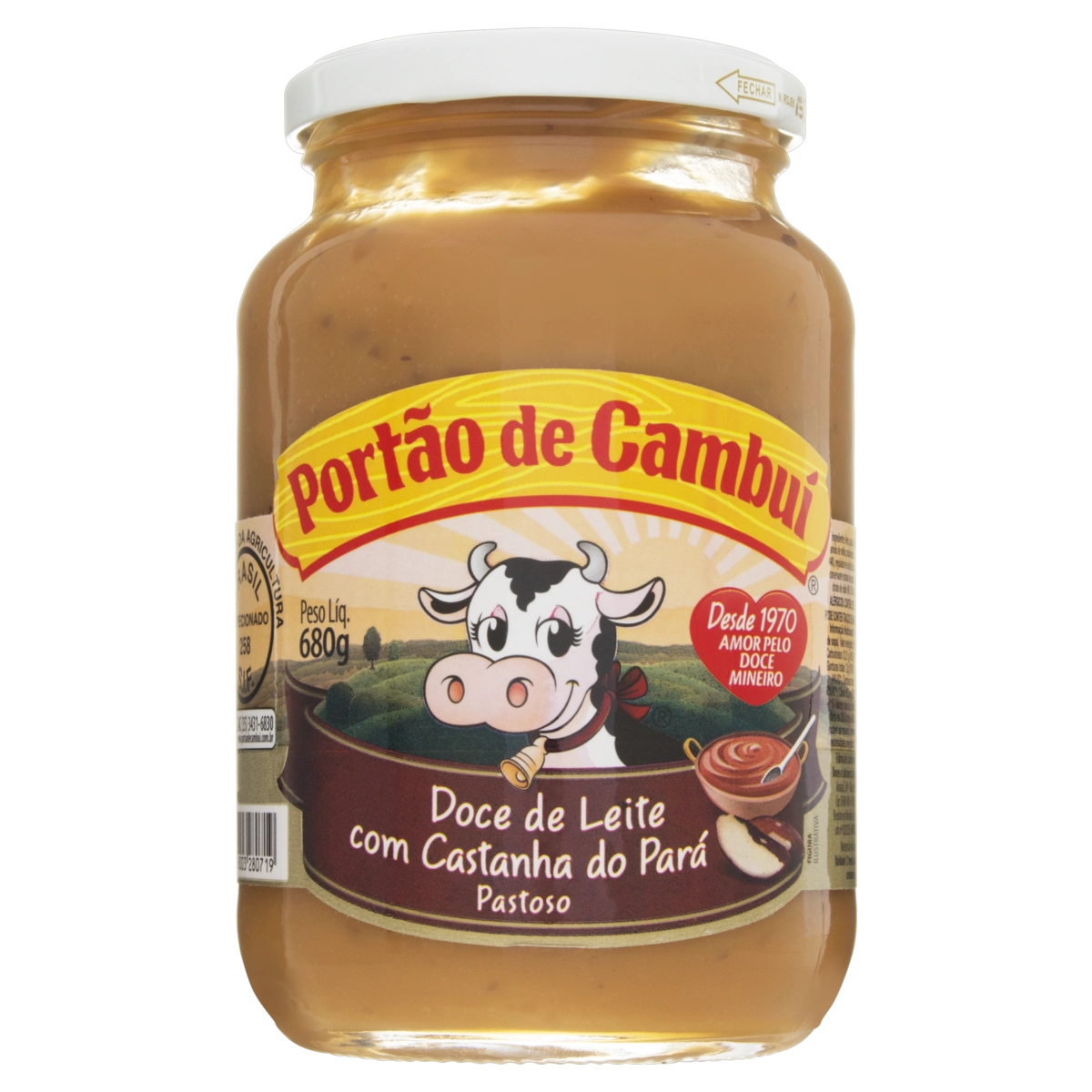 Doce De Leite Pastoso Com Castanha Do Pará Portão De Cambuí Vidro 680g