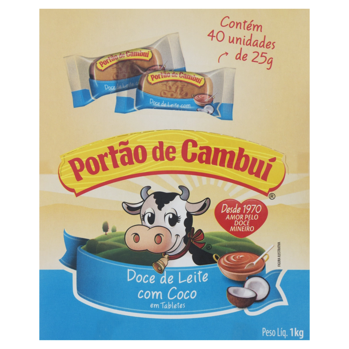 Doce De Leite Tablete Com Coco Portão De Cambuí Caixa 1kg 40 Unidades