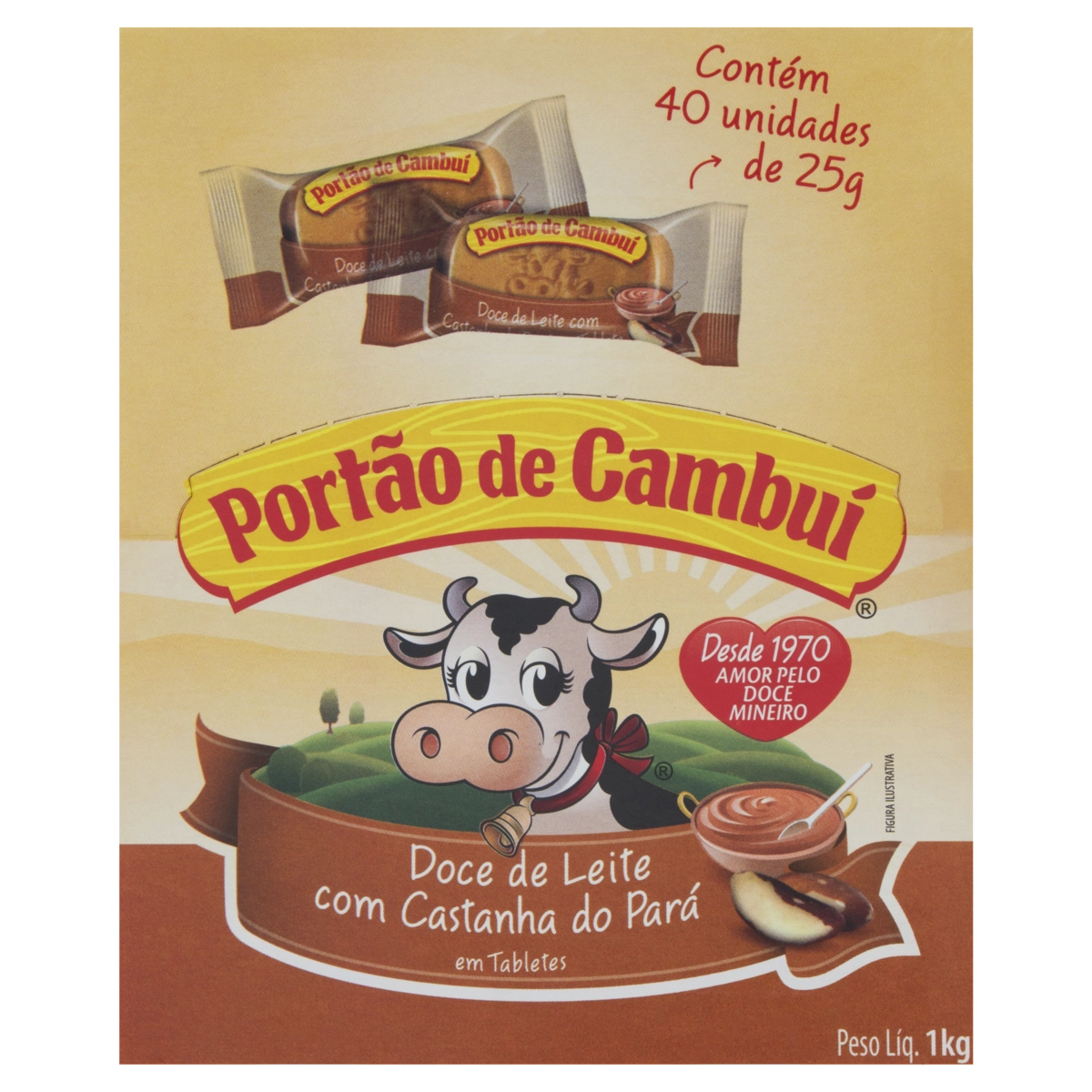 Doce De Leite Tablete Com Castanha Do Pará Portão De Cambuí Caixa 1kg 40 Unidades