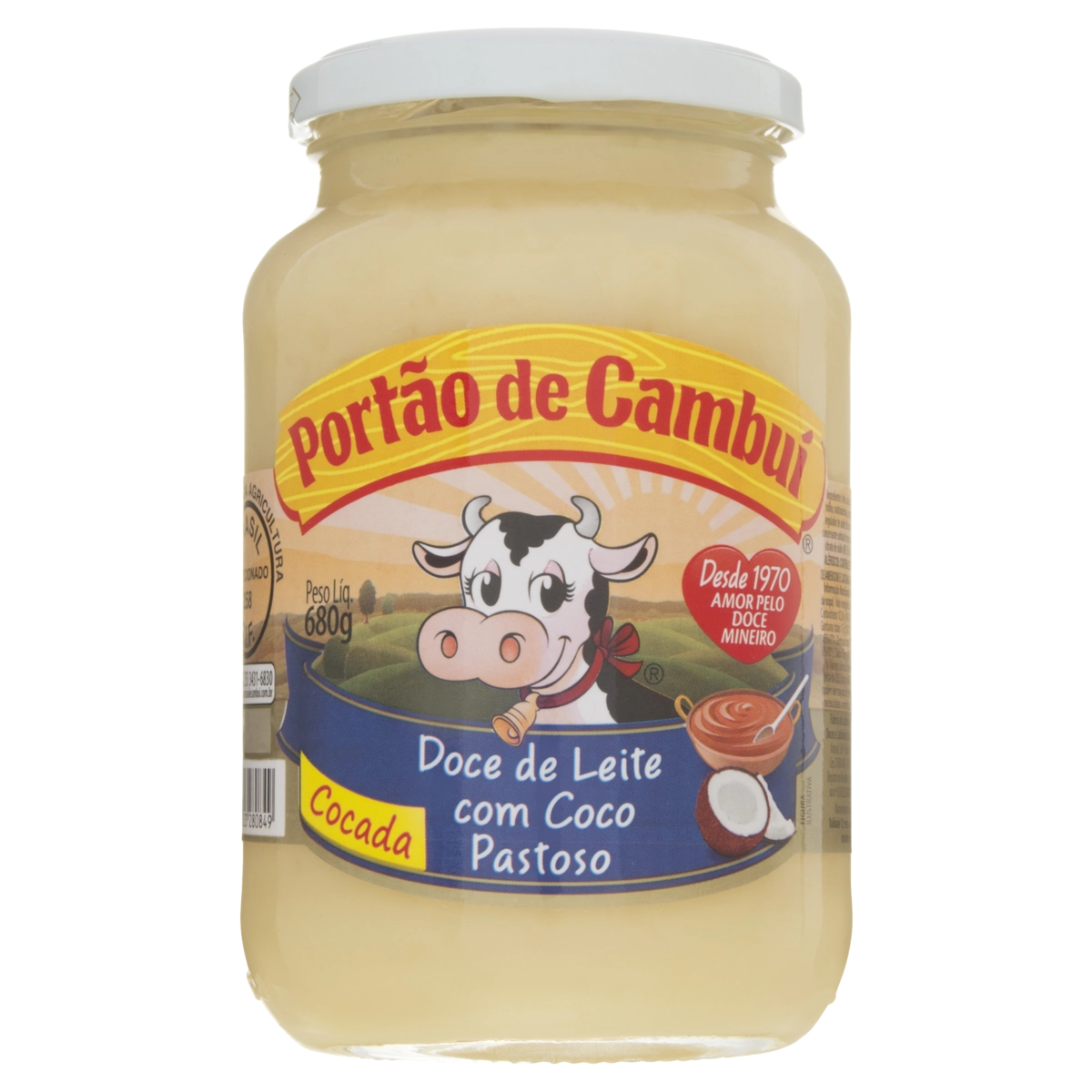 Doce De Leite Pastoso Com Coco Cocada Portão De Cambuí Vidro 680g