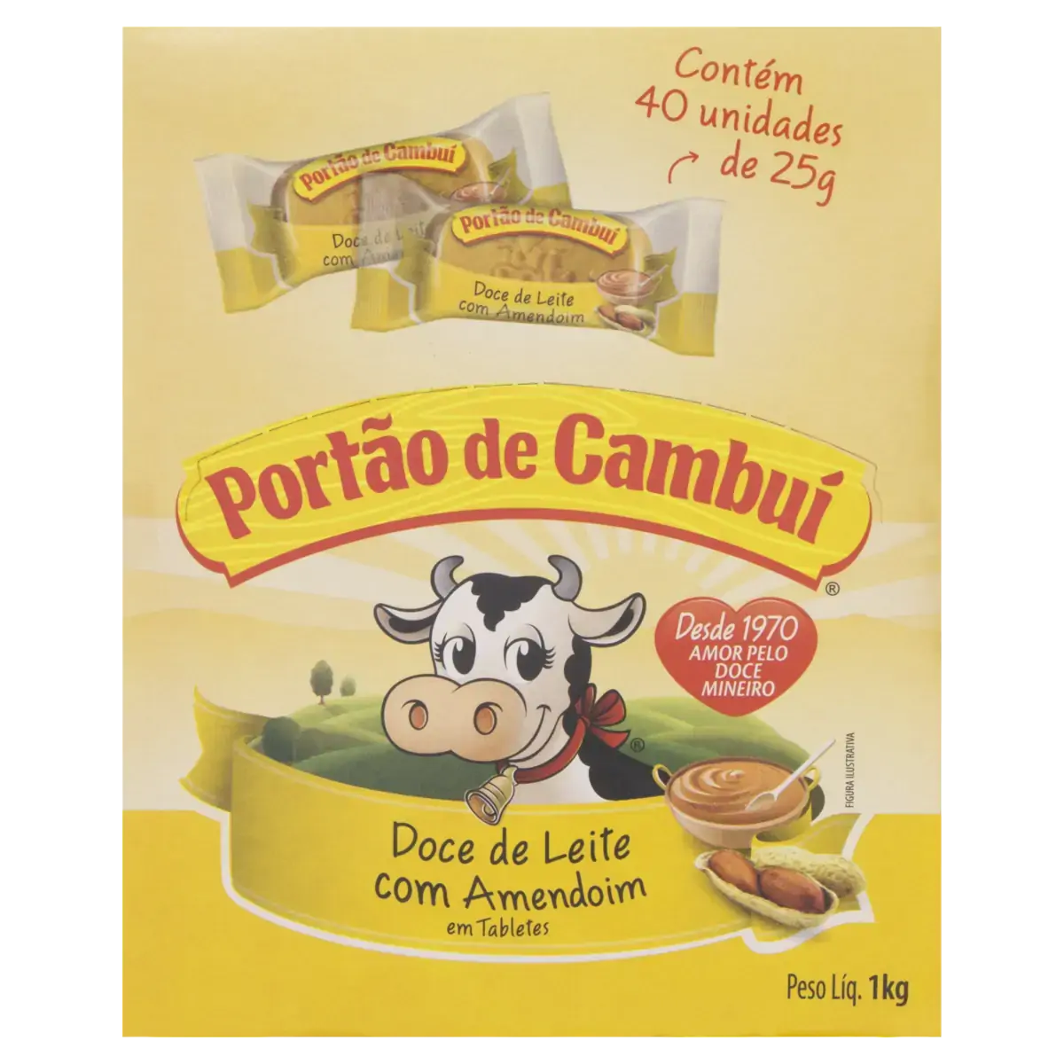 Doce De Leite Tablete Com Amendoim Portão De Cambuí Caixa 1kg 40 Unidades