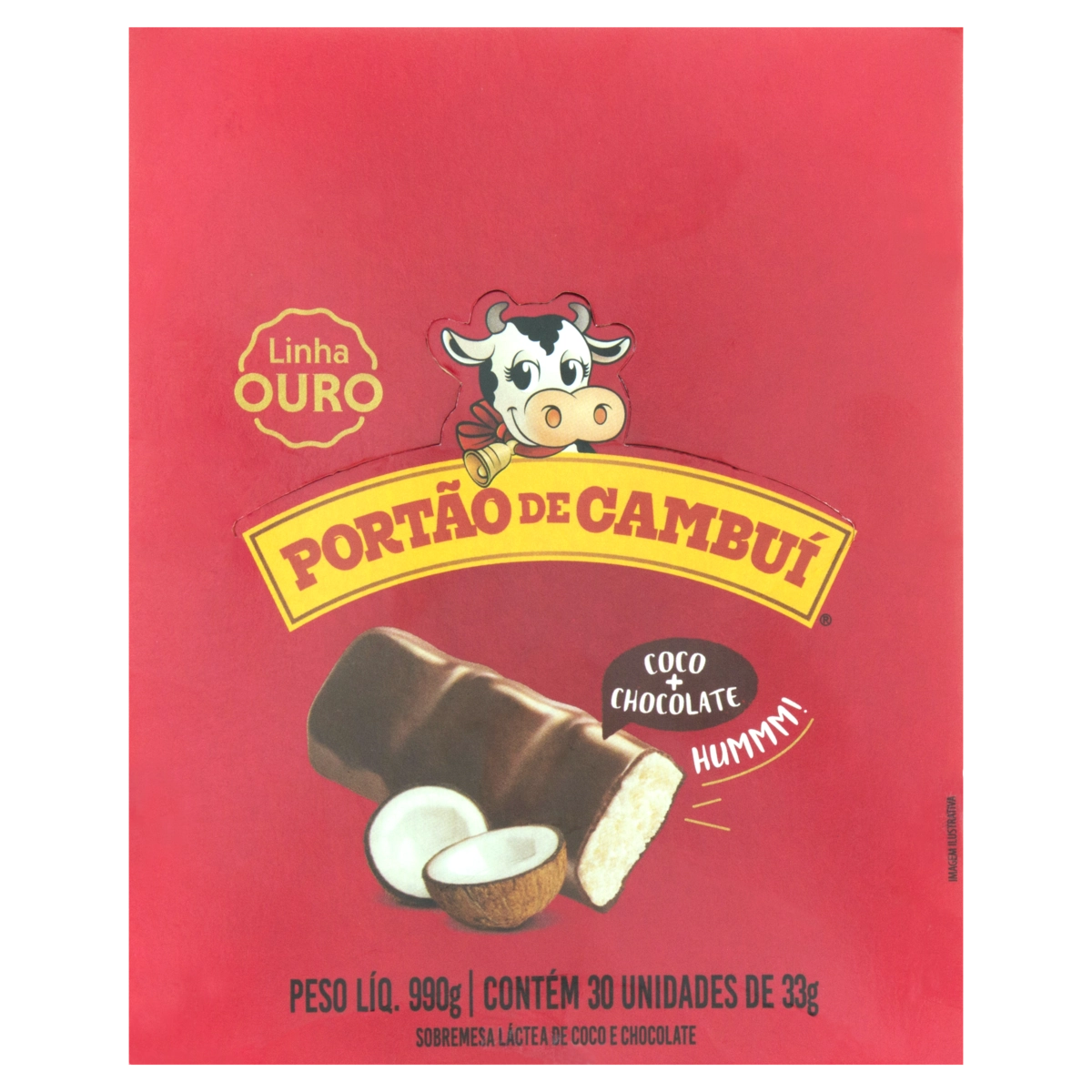 Chocolate Recheio Coco Portão De Cambuí Ouro Caixa 990g 30 Unidades