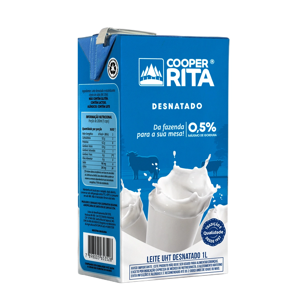 Leite L Vida Rita 1l Desnatado