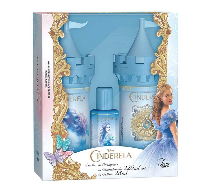 Kit Shampoo Condicionador E Colonia 220ml Cinderela