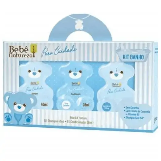 Bebe Natureza P Cuidado Kit Sh Cond Sab Azul