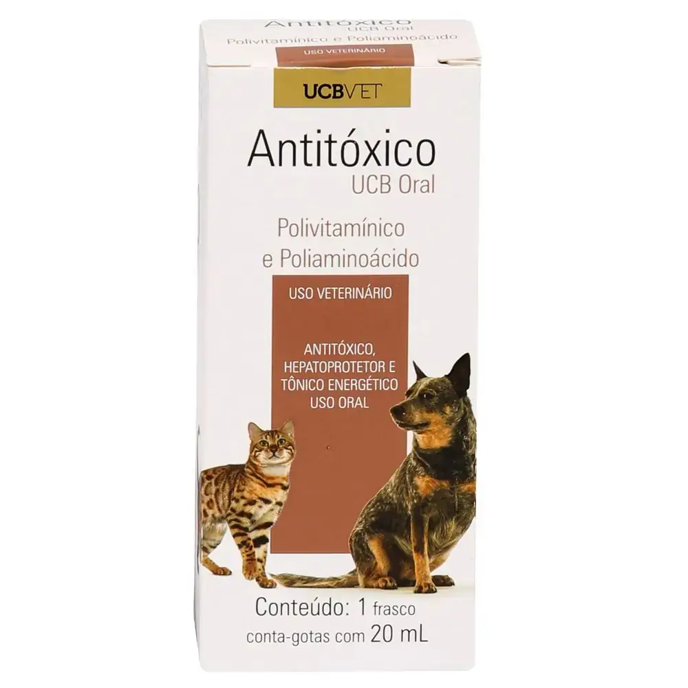 Polivitamínico para Cães e Gatos Antitóxico Oral UCB Vet 20ml