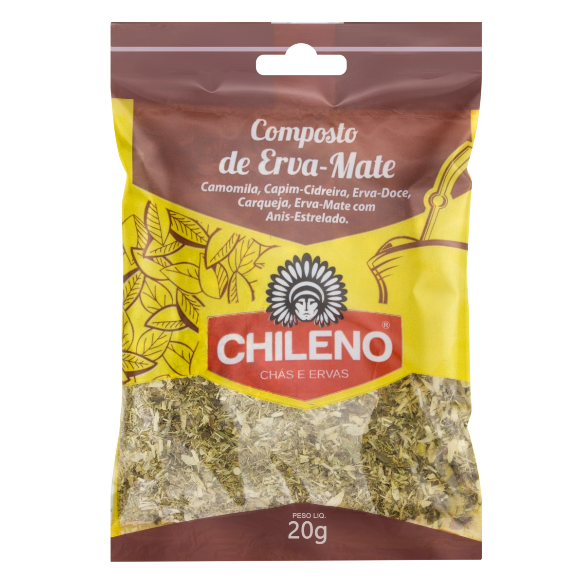 Chá Composto De Erva Mate Chileno Pacote 20g