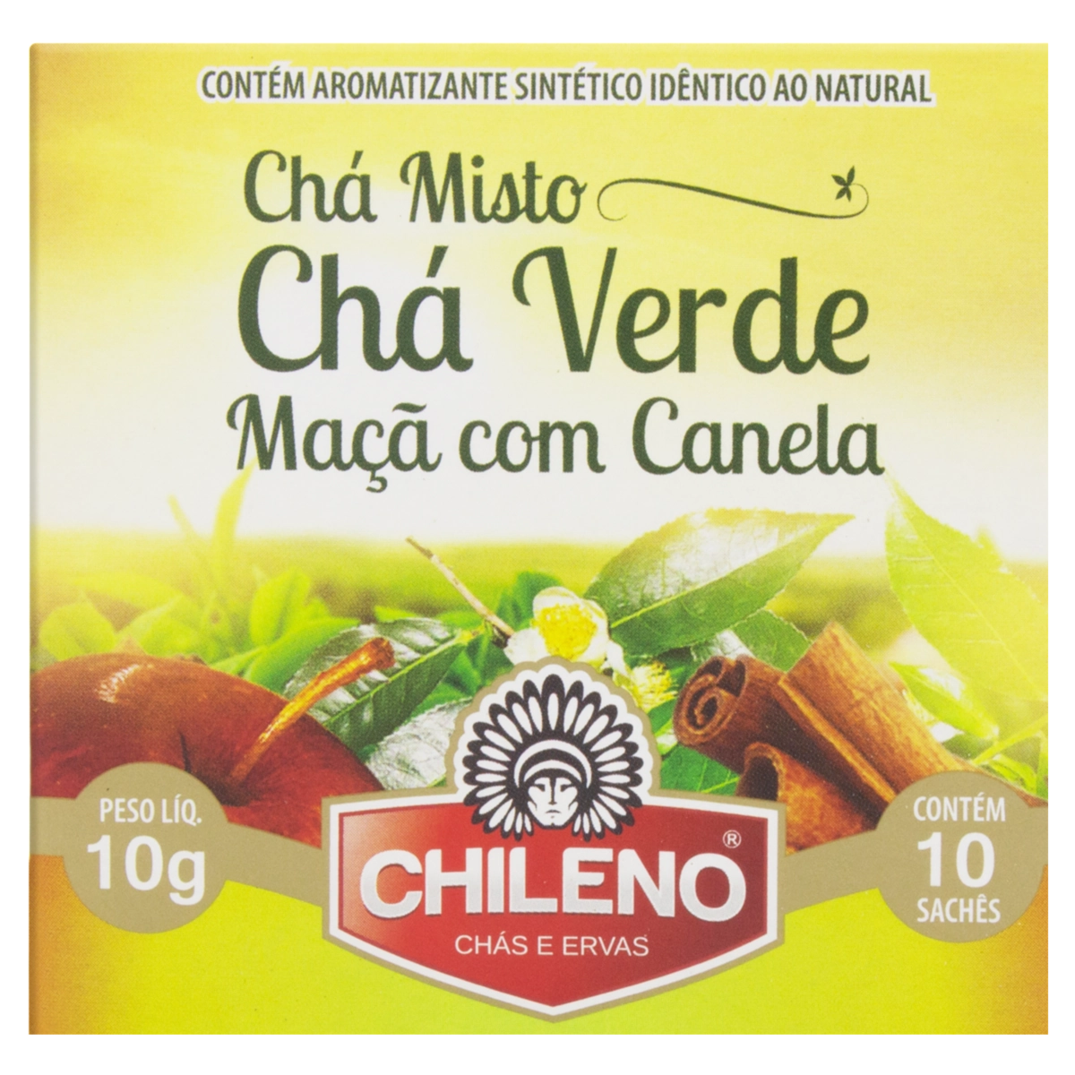 Chá Misto Verde E Maçã Com Canela Chileno Caixa 10g 10 Unidades