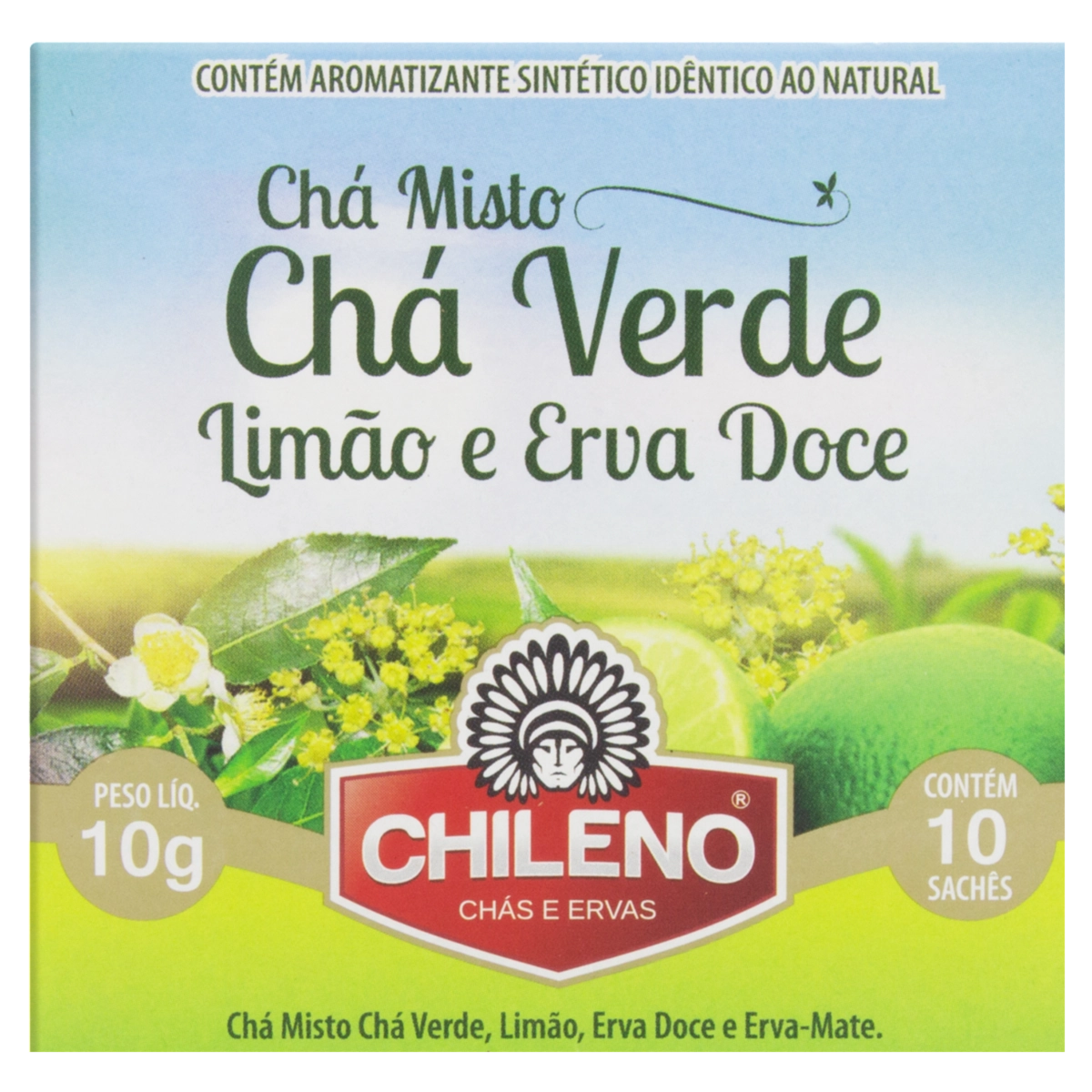 Chá Misto Verde, Limão E Erva Doce Chileno Caixa 10g 10 Unidades