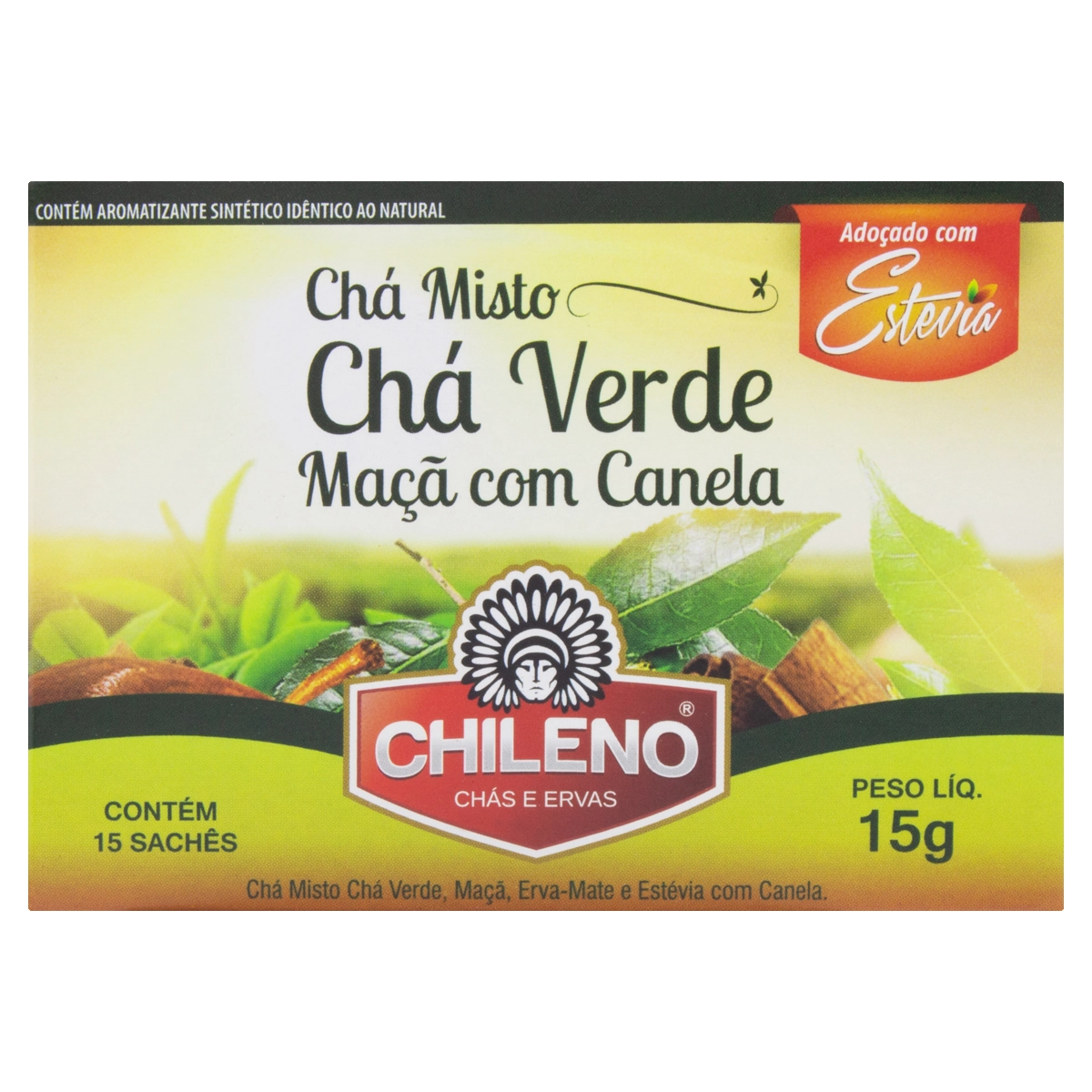 Chá Misto Verde E Maçã Com Canela Chileno Caixa 15g 15 Unidades