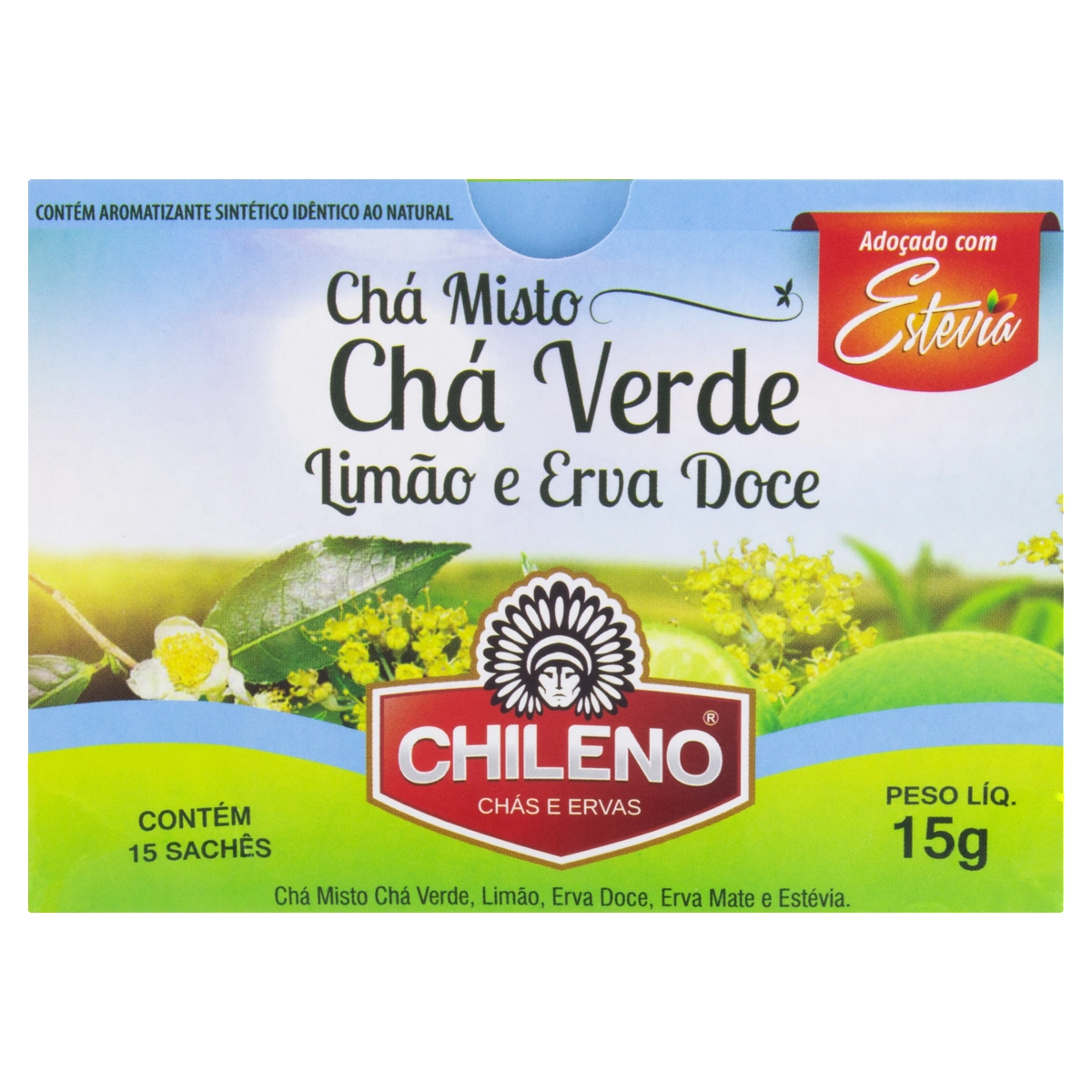 Chá Misto Verde, Limão E Erva Doce Chileno Caixa 15g 15 Unidades