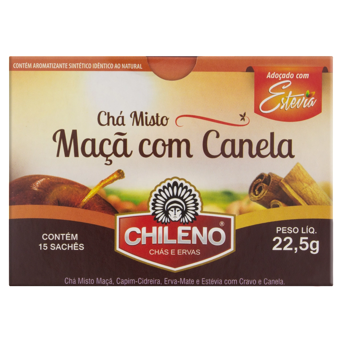 Chá Misto Maçã Com Canela Chileno Caixa 22,5g 15 Unidades