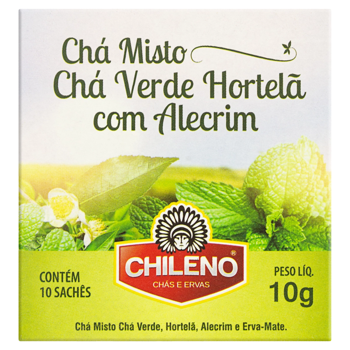 Chá Misto Verde, Hortelã Com Alecrim Chileno Caixa 10g 10 Unidades