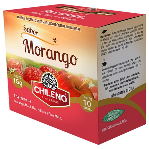 Chá Misto Morango Chileno Caixa 15g 10 Unidades