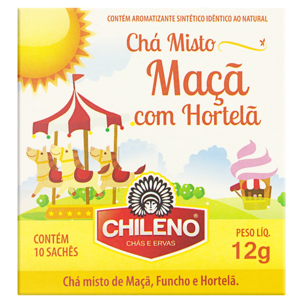 Chá Misto Maçã Com Hortelã Chileno Caixa 12g 10 Unidades