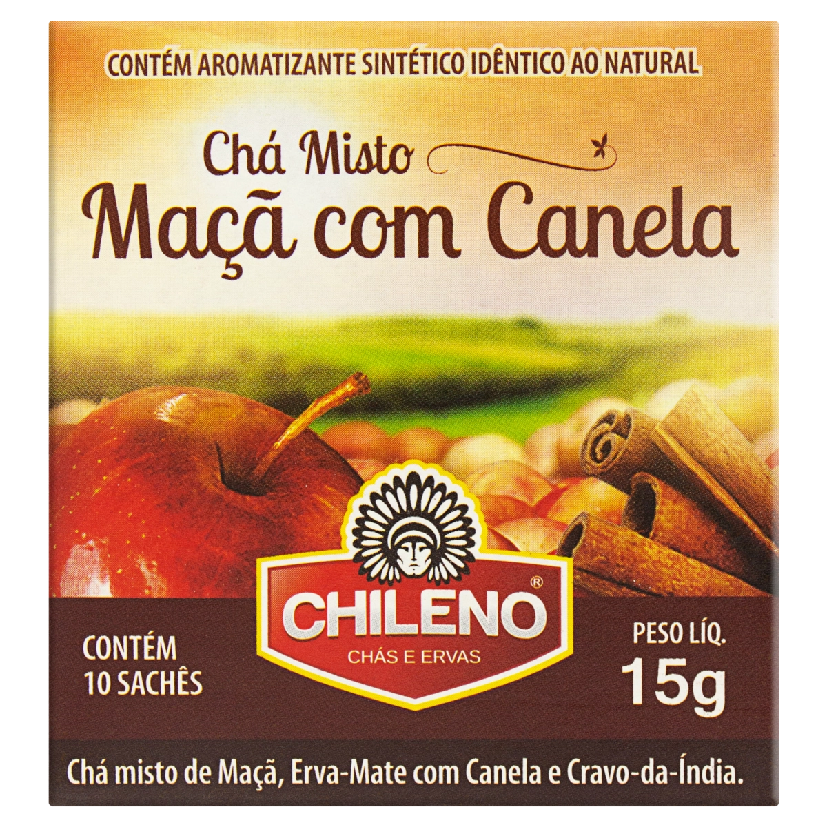 Chá Misto Maçã Com Canela Chileno Caixa 15g 10 Unidades