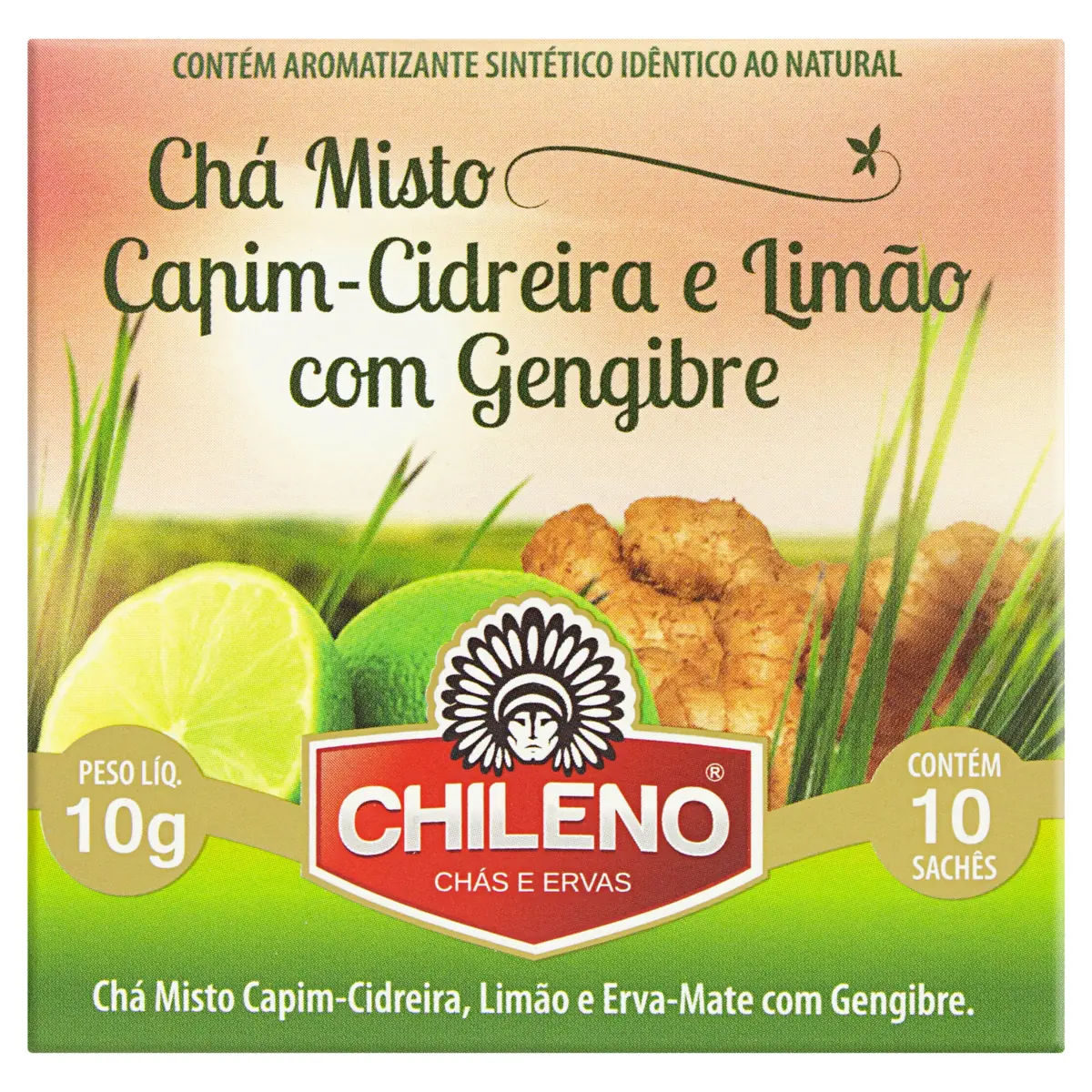 Chá Misto Capim Cidreira E Limão Com Gengibre Chileno Caixa 10g 10 Unidades