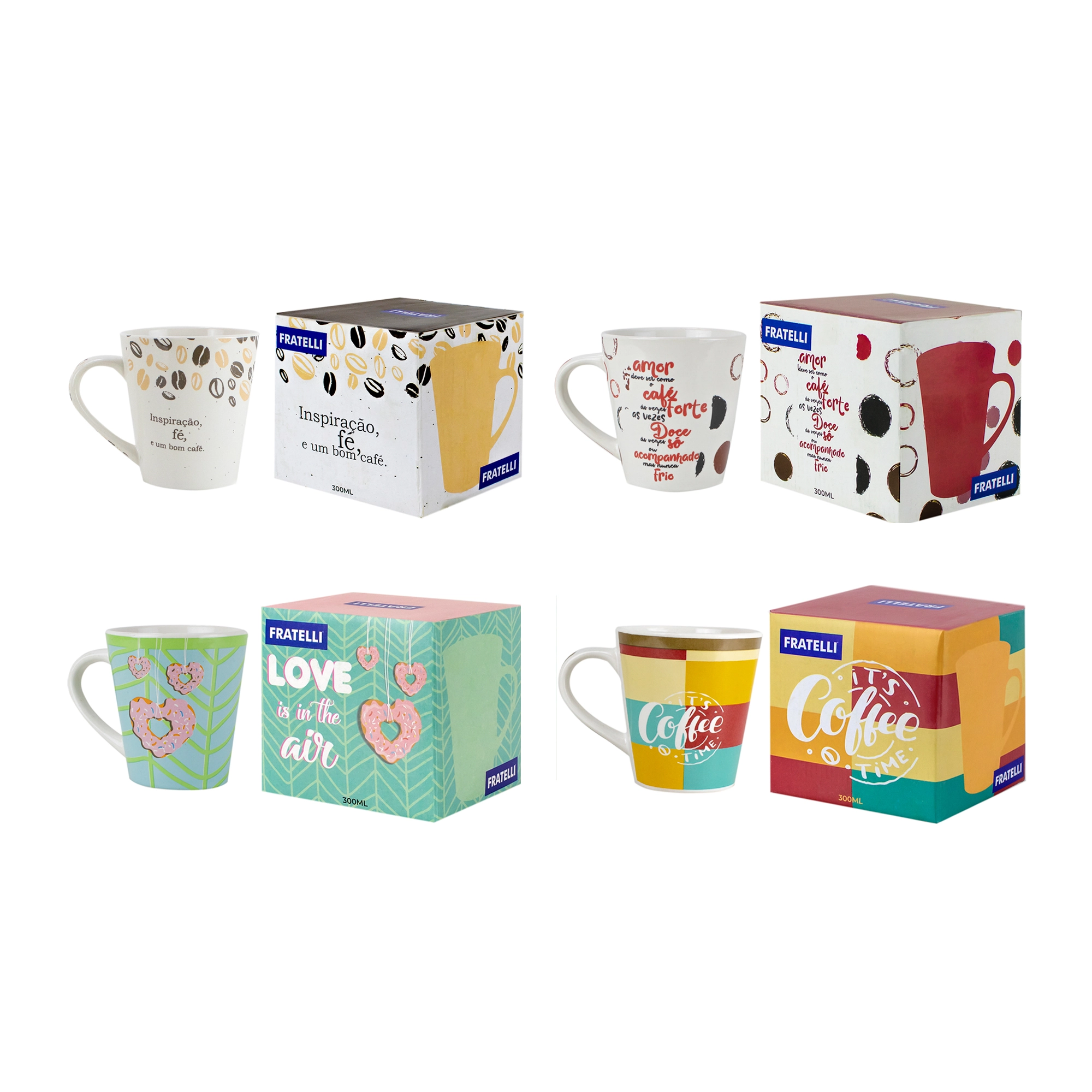 Caneca Conical Love Is Coffee 300ml  Euroqu
