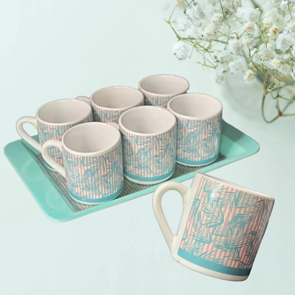 Conjunto Caneca Bandeja 85ml 6pcs Co8424774 Euroquadros