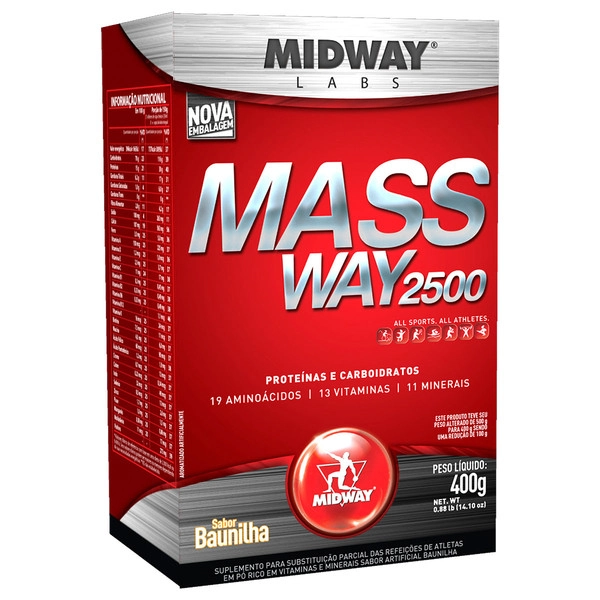 Esportivo Midway Mass Way 2500 Caixa Pó 400 Gramas