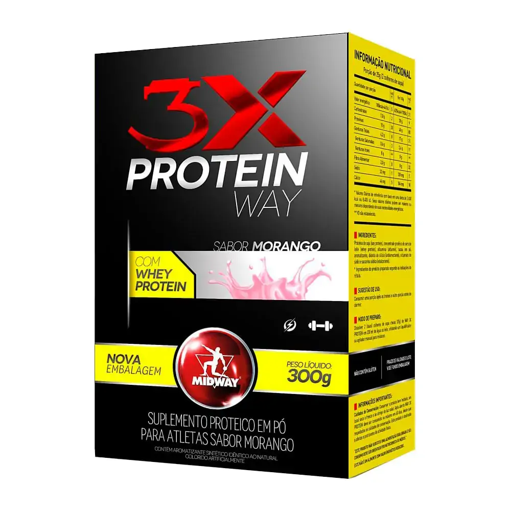 Esportivo Midway Way 3x Protein Caixa Pó 300 Gramas