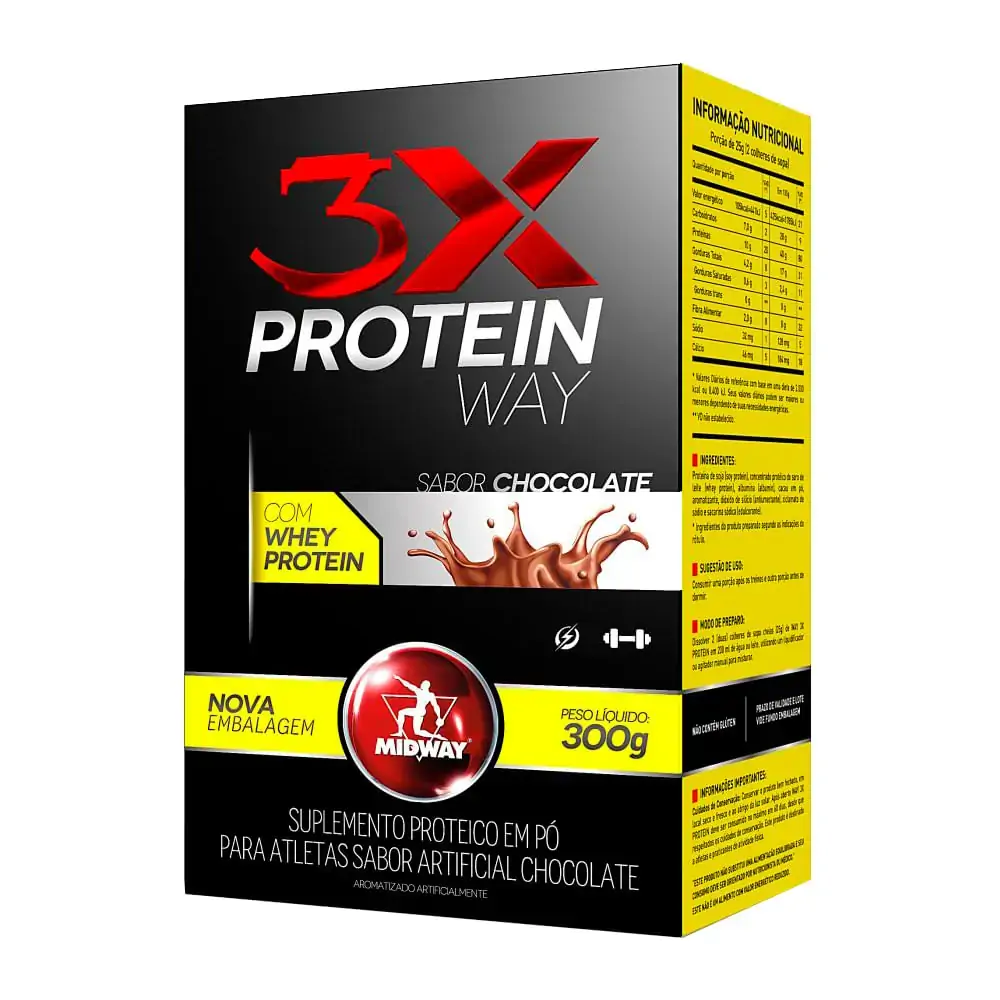 Esportivo Midway Way 3x Protein Caixa Pó 300 Gramas