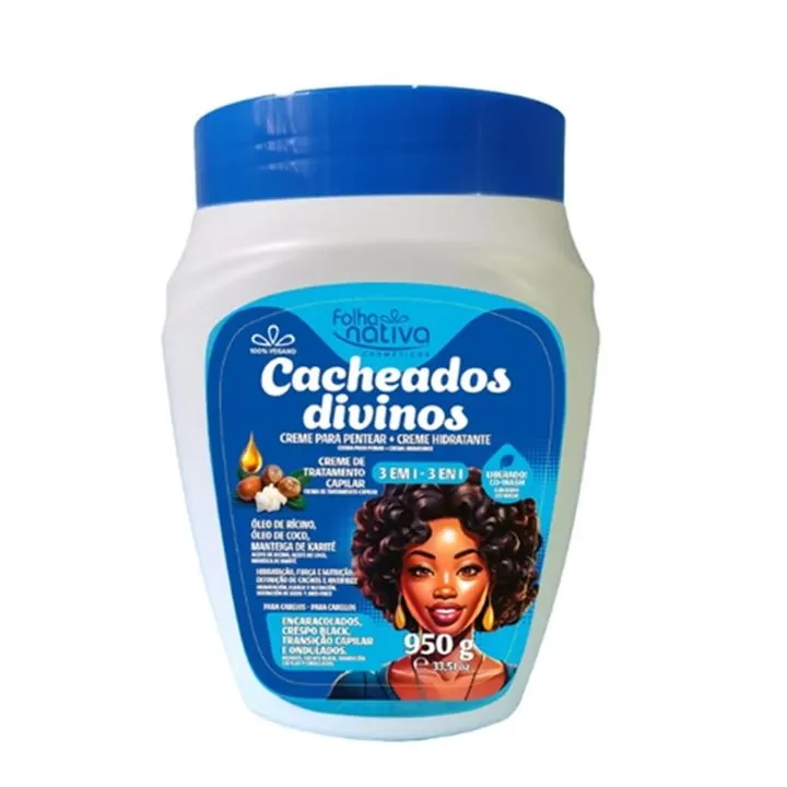 Creme De Tratamento Capilar 3 Em 1 950g Cacheados Divinos Folha Nativa