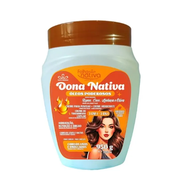 Creme De Tratamento Capilar 3 Em 1 950g Dona Nativa Folha Nativa
