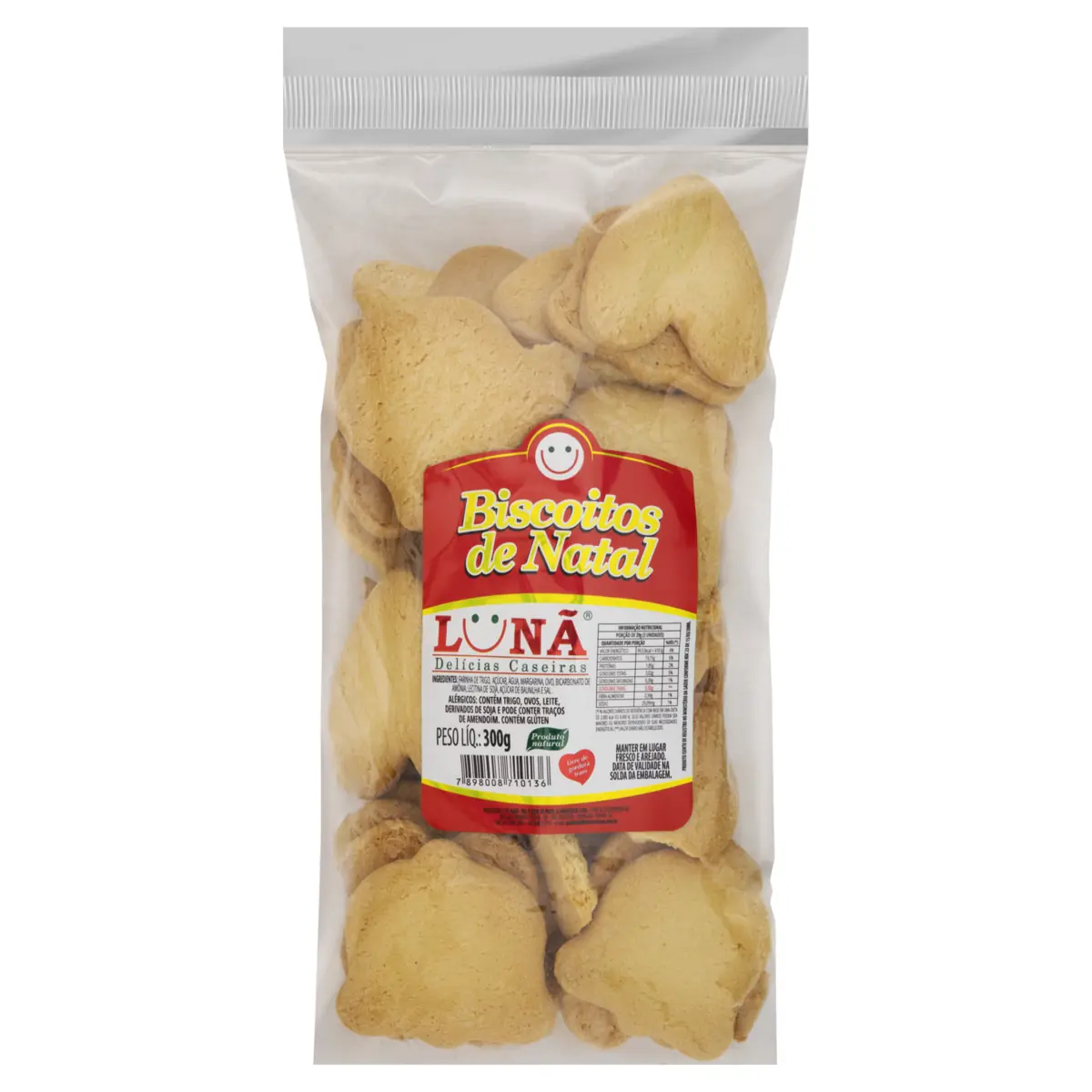 Biscoito Caseiro De Natal Lunã Delícias Caseiras Pacote 300g